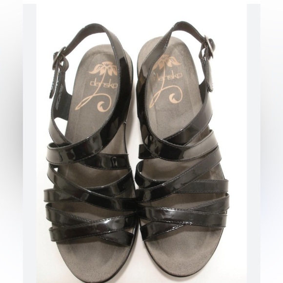 Dansko Dani Black Patent‎ Leather Slingback Sandals EU39 US 8.5-9 - Picture 1 of 5
